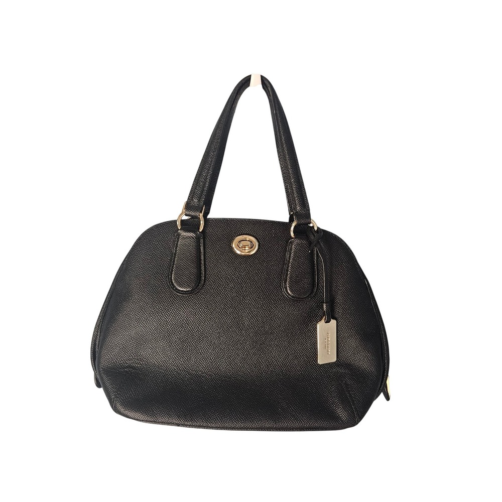Coach Prince Street Satchel Mini Dome Black Pebble Leather Turnlock Handbag